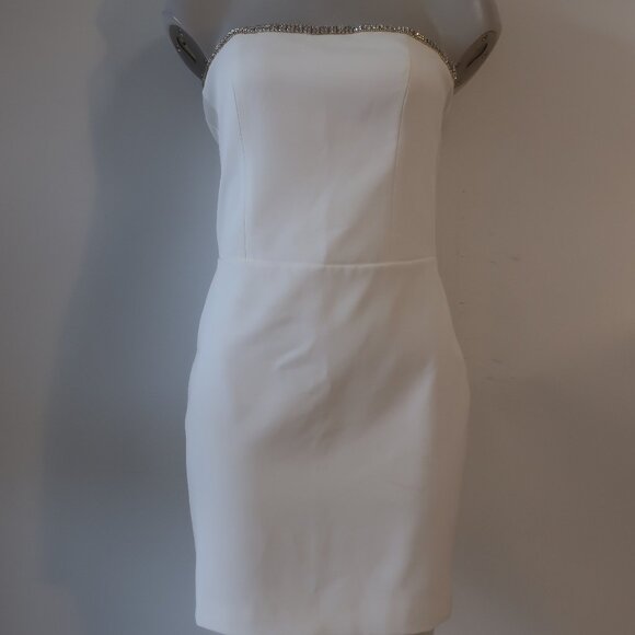 NWT Women Generation Love White Rhinestone Joelle Crystal Strapless Dress 8 - Picture 3 of 15